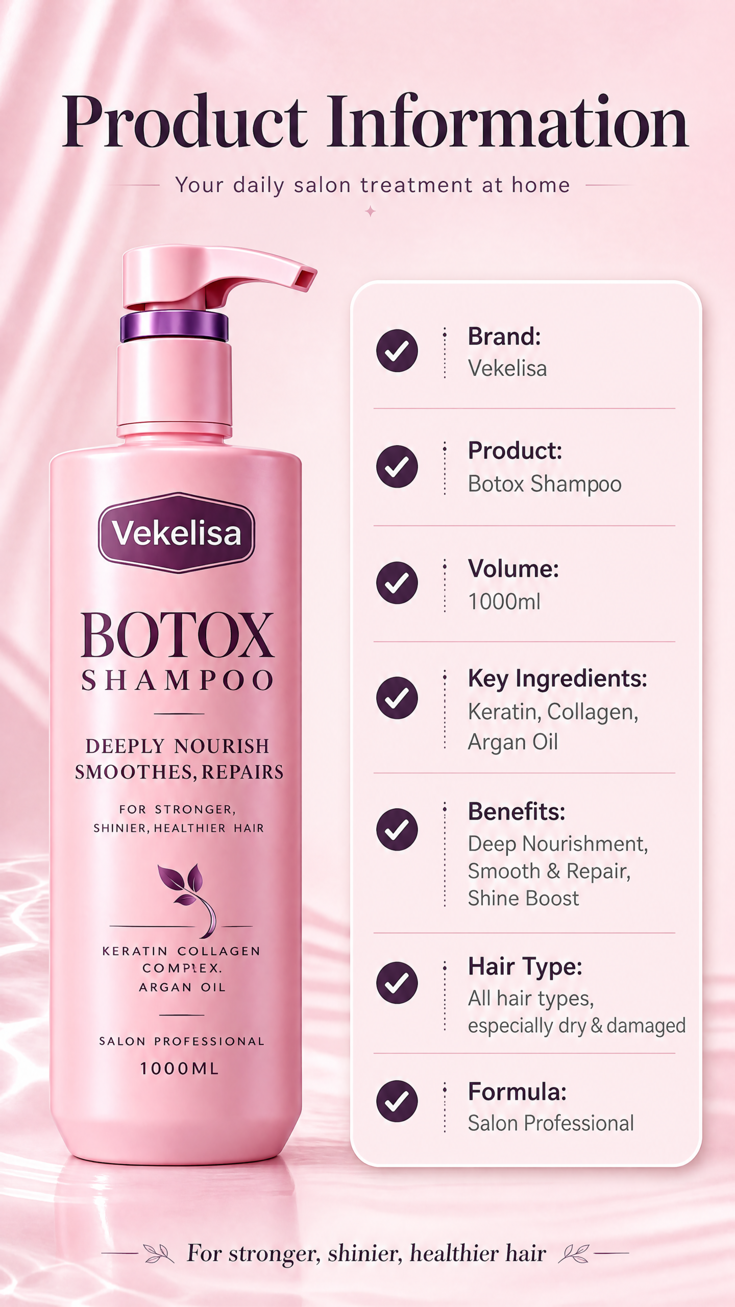Botox Shampoo – Deep Nourishment, Smoothing & Hair Repair - 图片 2